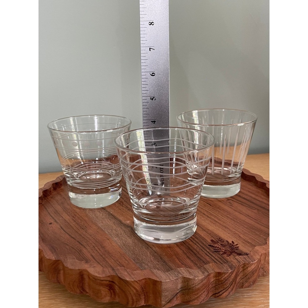 Vintage etched doubled old-fashioned heavy glasses bar ware